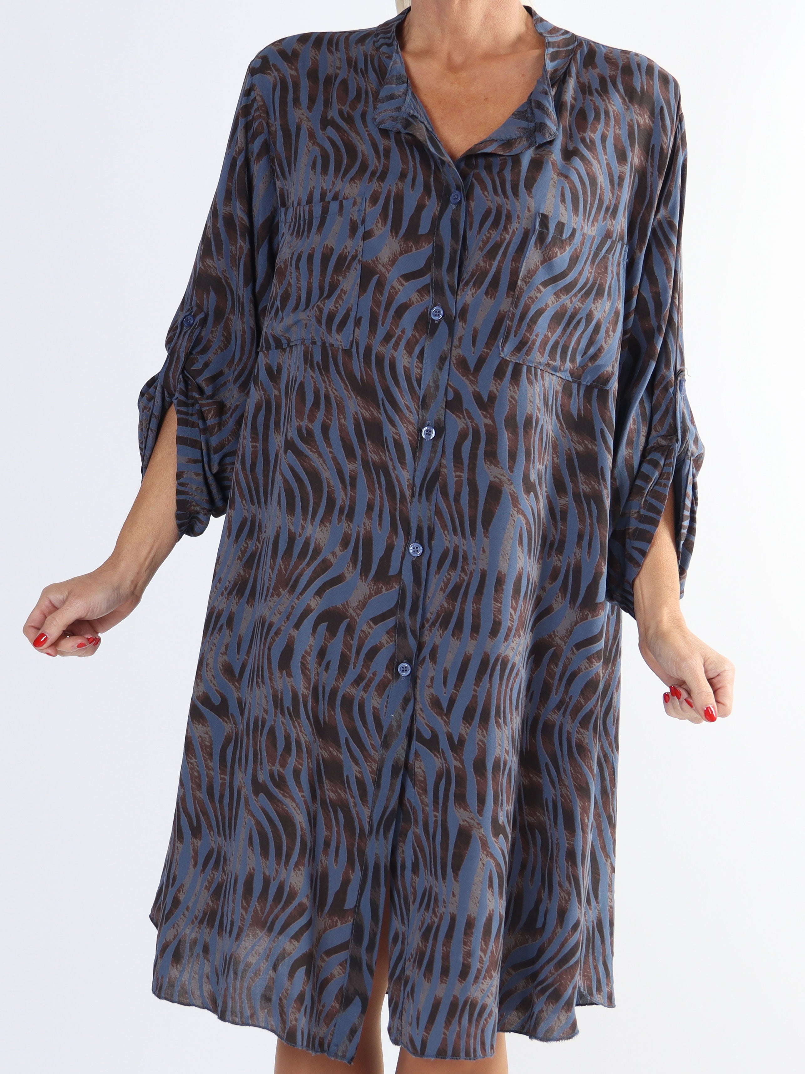 Firenze - Plus size skjorte i bomuld med dyrestriber